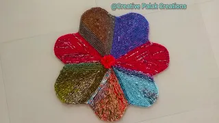 Purani saree se banaye 7 Kali vala flower shape doormat/Super easy old saree doormat for beginners.