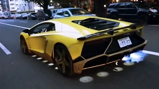 【爆音】青山にてランボルギーニ集団諸星一家出発!!Lamborghini group in TOKYO!!