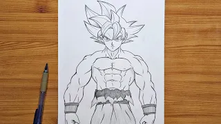 How to draw Goku from Dragon Ball [ full body ] | Goku Ultra Instinct step by step | easy tutorial