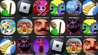 Roblox,Poppy Playtime Chapter 3,Garten of Banban 7,Dark Riddle,Hello Neighbor,Hello Neighbor 2