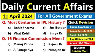 11 April 2024 Current Affairs | With Revision | Daily Current Affairs 2024 | Current Affairs Today