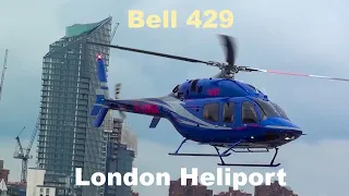 Bell 429 helicopter landing and takeoff London Heliport