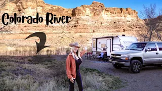 COLORADO RIVERFRONT PROPERTY?! Winter Camping in MOAB UTAH | Living in a Travel Trailer | Van Life