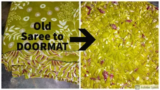 door mat from old saree | Mat making tutorial step by step| round shape door mat|beginners tutorial