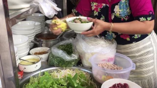 Asian street Food,  Noodle soup, porridge, drink, and crbs, Cambodian street food