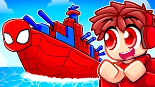 Building SUPER HERO BOATS in Roblox Build a Boat!