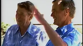 President Reagan and Vice President Bush Having Lunch at Rancho Del Cielo on August 6, 1984