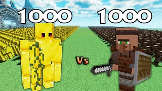 1000 Gold Golem Vs 1000 Guard Villagers | Minecraft