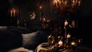 Elegant Evening Lounge: 🎹 Luxe Candles & Floral Decor 🕯️ With Music & Grandfather Clock Ticking