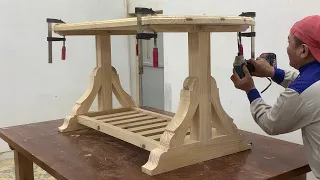 Easy Great Work Skills - Design And Build Tea Table From Natural Pine Wood With Low Cost