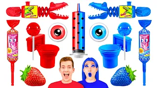 Rot Vs Blau Farb Challenge | Nur 1 Farbe essen für 24 Stunden auf TeenChallenge