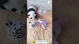 Baby playing with helium balloons 🧸🎈