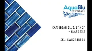 Glass Pool Tile by AquaBlu Mosaics | GW82348B11 | Caribbean Blue, 1” x 2”