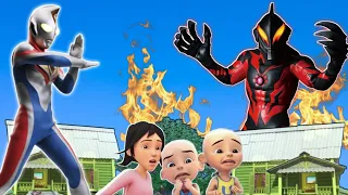 Ultraman tiga vs ultraman jahat belial || upin ipin terbaru