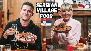 Trying Serbian VILLAGE Food! Teletina ispod sača + Pljeskavica in Sremski Karlovci, Serbia!