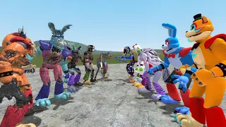 ALL RUIN ANIMATRONICS VS ALL GLAMROCK ANIMATRONICS In Garry's Mod! (Five Nights at Freddy's SB) P.2