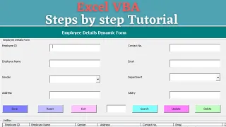 Excel VBA UserForm | Add Data | Reset | Exit | Search | Update | Delete |