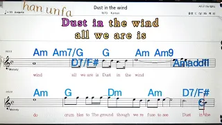 Dust in the wind/Kansas💋노래방, 통기타 , 코드 큰악보,  가라오케, 반주💖Karaoke, Sheet Music, Chord, MR