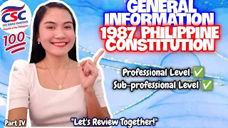 GENERAL INFORMATION: 1987 PHILIPPINE CONSTITUTIONS | CIVIL SERVICE REVIEW 2023 | PROF & SUB-PROF 🤍
