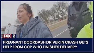 Pregnant DoorDash driver in crash gets help from cop who finishes delivery