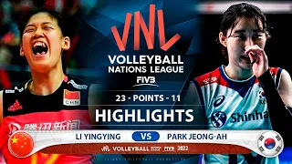 Li Yingying vs Park Jeong-ah | China vs Korea | Highlights | Women's VNL 2022 (HD)