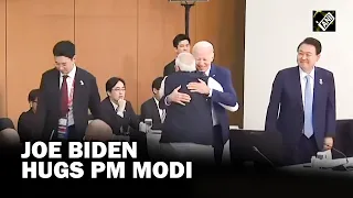 US President Biden walks up to PM Modi for a hug on the sidelines of the G7 summit in Japan