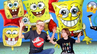 Giant Spongebob Squarepants Balloon | He POPPED! Airwalker Gliding Helium Inflation! Sun Bleached!