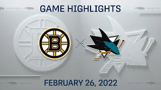 NHL Highlights | Bruins vs. Sharks - Feb. 26, 2022