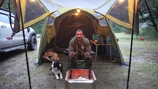 Perfect CAMPING in the RAIN - Cozy Air TENT - Dog