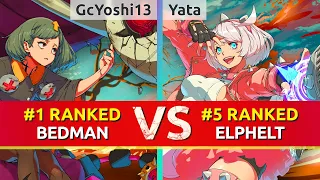 GGST ▰ GcYoshi13 (#1 Ranked Bedman) vs Yata (#5 Ranked Elphelt). High Level Gameplay