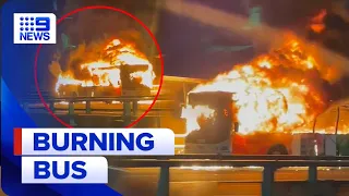 Driver and passengers escape Melbourne bus fire | 9 News Australia