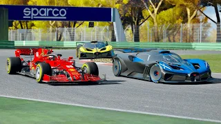 Bugatti Bolide Hypercars vs Ferrari F1 2021 at Imola GP