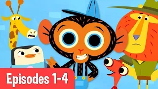 Mr Monkey, Monkey Mechanic | Giraffe, Chameleon, Penguin, and Lion! | Cartoons For Kids