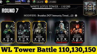 White Lotus Tower Bosses Battle 110 , 130 & 150 Fight + Rewards | MK Mobile