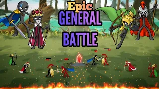 Stick War 3 New Update - 4 Generals Vs 4 Generals Battle Xiphos vs Atreyos Vs King Zarek Vs Kytchu