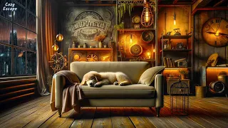 Soothing Rain at Night and Piano Melodies Dog Nap, Deep Sleep Harmony | Cozy Escape