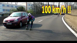 Roller Skating Downhill Paris ! 100 km/h sur la National 118