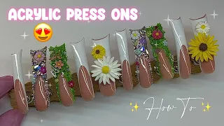 MOSS GARDEN 🌿🌸🌻 ACRYLIC PRESS ONS ✨🦋 | HOW TO AVOID SHRINKING PRESS ONS | DUCK NAILS