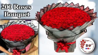 How To Make 200 Roses Bouquet | 200 Red Rose Bouquet | 100 Rose Bouquet | Big Bouquet | Dream Flower