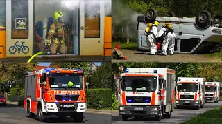 [Zugbrand, Gefahrgutaustritt, ~100 Verletzte🚨] Alarmfahrten 》Fw, KatS uvm. || Großübung in Berlin