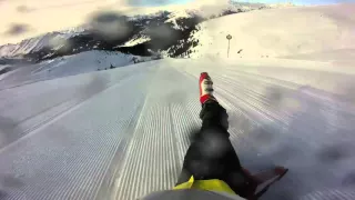 1100 meter piste slide with no skis (82Km/h) GoPro Hero