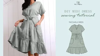 DIY Easy Midi Dress + Sewing Patterns [ Beginner Sewing ] - PINS N PATTERNS