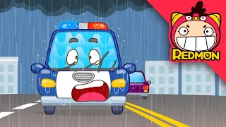Police Car with Broken Wipers | Easy Clean Repair Shop | Cartoons for toddlers | REDMON