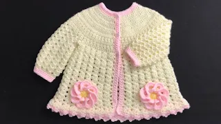 Crochet Baby Jacket, Crochet Cardigan, Crochet Coat for girls 0-12M, EASY CROCHET, Crochet for Baby