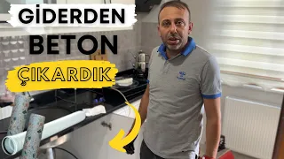 Mutfak giderine beton dolmuş kırmadan temizledik !Lavabo açma teli