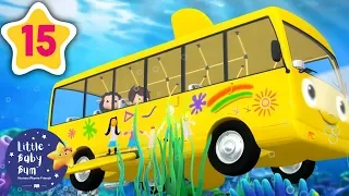 Wheels on the bus Underwater | +15 Minutes of Nursery Rhymes | Moonbug TV | #vehiclessongs