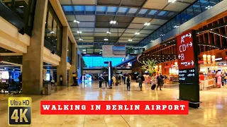 Walking in Berlin Brandenburg Airport. Berlin Walk Airport. Walk around Berlin Airport. Germany Walk