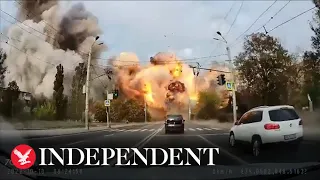 Dashcam captures huge explosion after Russian missile strikes Dnipro