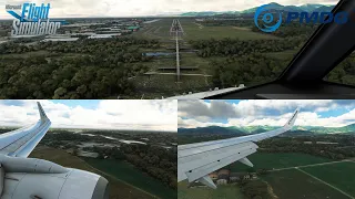 MSFS 2020 - PMDG 737-800 | TRIPLE VIEW | Landing in Bergamo