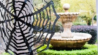 DIY Trash Bag Spiderwebs